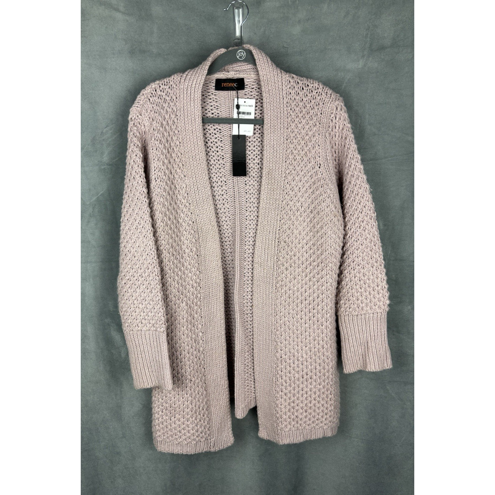 Renee C. Chunky Knit Cardigan Open Front Women's Medium Pink NWT